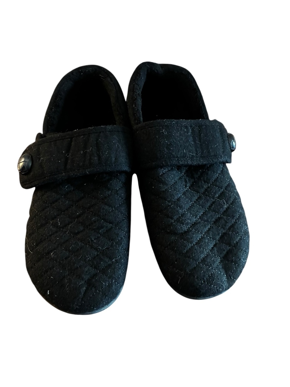 Vionic Black Quilted Slip-On Women's Slippers with Strap